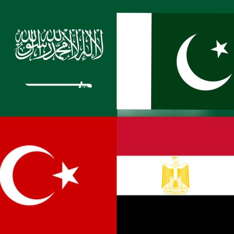 أعلام باكستان، والسعودية، ومصر، وتركيا