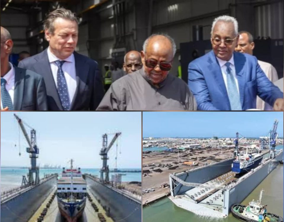 President Ismail Jileh, accompanied by number of officials, during inauguration of project