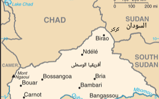 خارطة حدود السودان الغربية مع أفريقيا الوسطى
