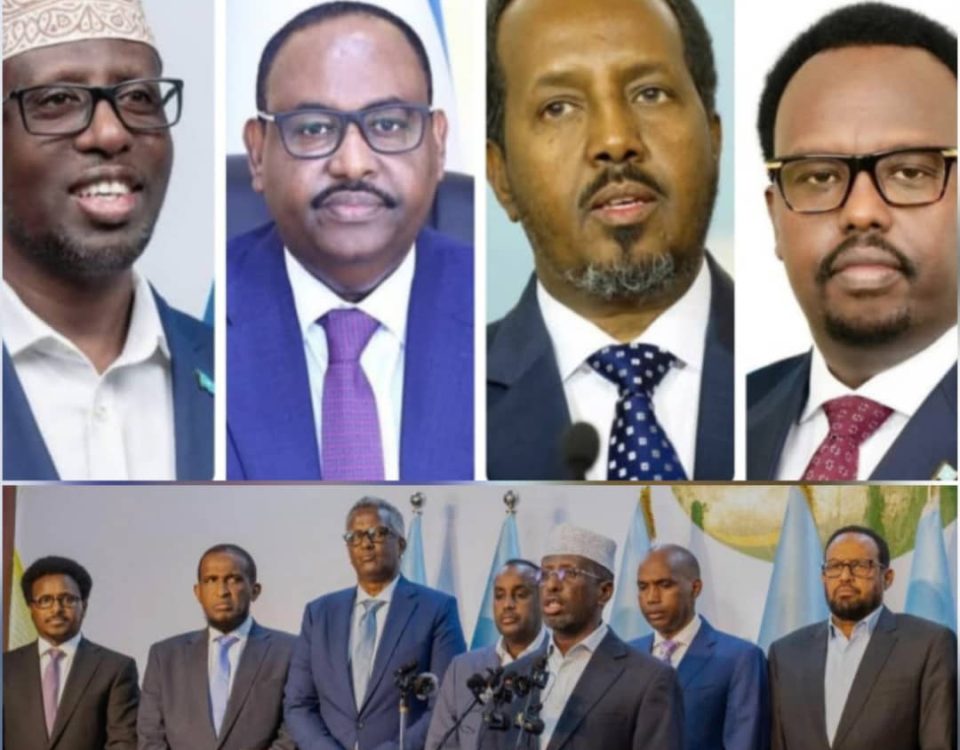 President Hassan Sheikh Mohamud with Somali opposition leaders