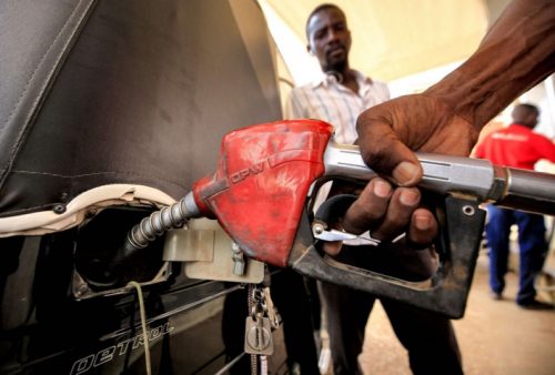 Filling hose at a diesel station