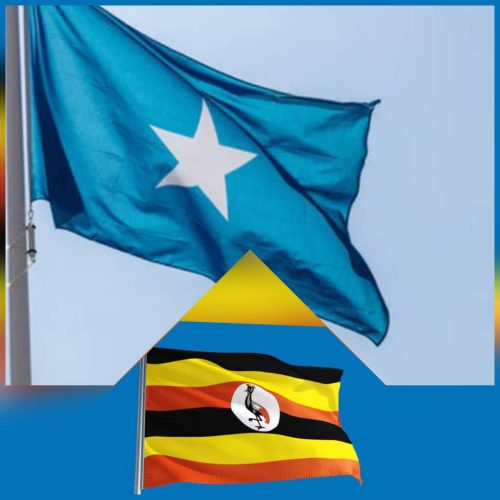 At the top, the flag of Somalia, and at the bottom, the flag of Uganda